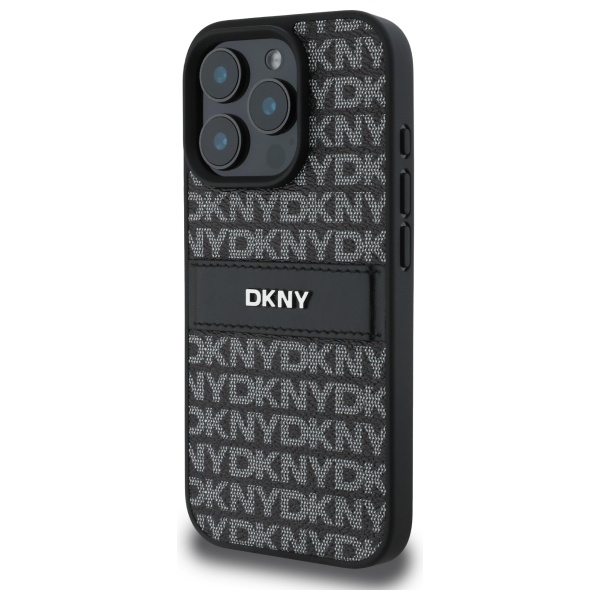 DKNY dėklas iPhone 16 Pro Max telefonui Texture Pattern Tonal Stripe, juodas