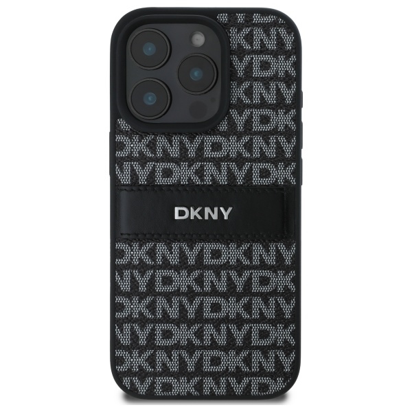 DKNY dėklas iPhone 16 Pro Max telefonui Texture Pattern Tonal Stripe, juodas