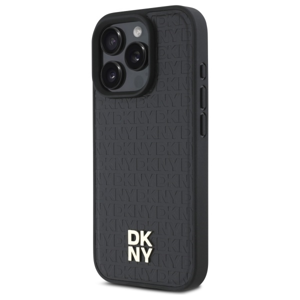 DKNY Repeat Pattern Stack Logo MagSafe dėklas, skirtas iPhone 16 Pro, juodas