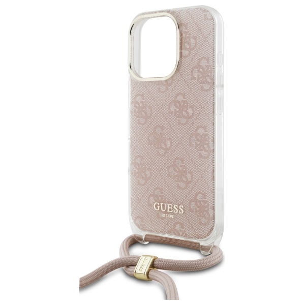 Guess GUHCP16LHC4SEP iPhone 16 Pro 6.3" pink/pink hardcase Crossbody Cord 4G Print