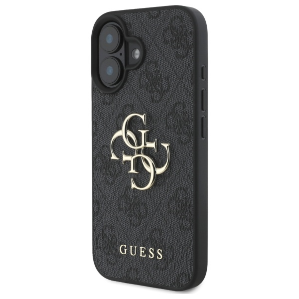 Guess 4G Big Logo dėklas iPhone 16 Plus telefonui, juodas