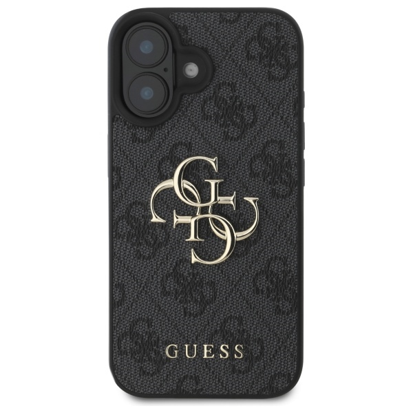 Guess 4G Big Logo dėklas iPhone 16 Plus telefonui, juodas
