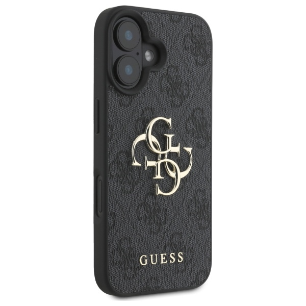 Guess 4G Big Logo dėklas iPhone 16 Plus telefonui, juodas