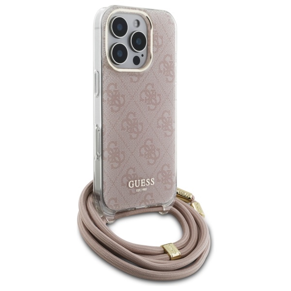 Guess GUHCP16XHC4SEP iPhone 16 Pro Max 6.9" pink/pink hardcase Crossbody Cord 4G Print