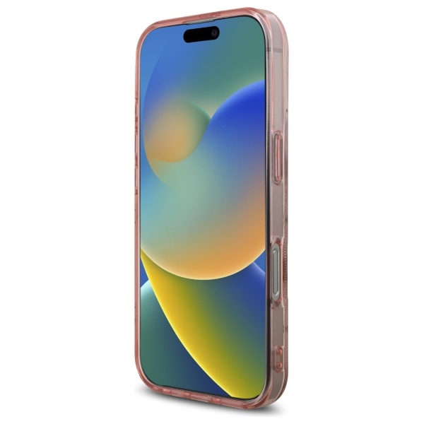 Guess dėklas iPhone 16 Pro su MagSafe, IML Peony On 4G Background, rožinis