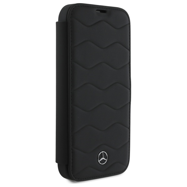 Mercedes dėklas iPhone 16 Pro Max telefonui MB Waves Leather, juodas