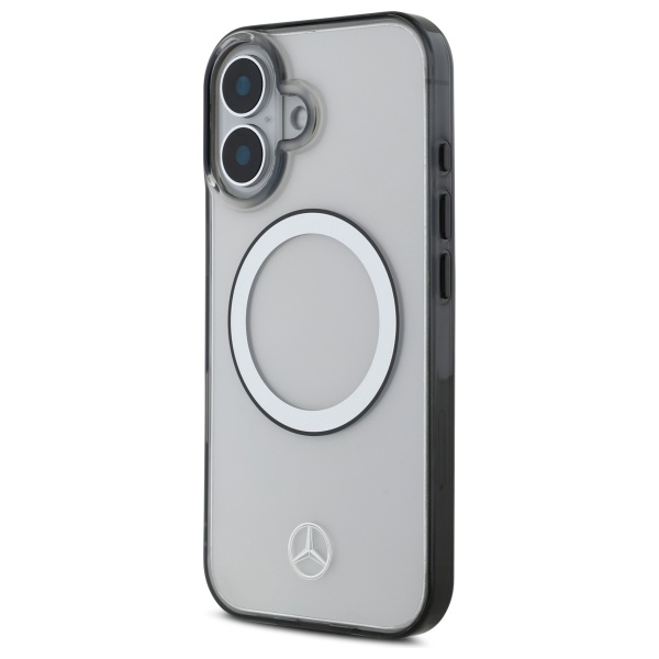Mercedes dėklas iPhone 16 telefonui Printed Logo MagSafe, skaidrus