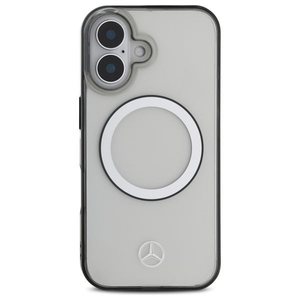 Mercedes dėklas iPhone 16 telefonui Printed Logo MagSafe, skaidrus