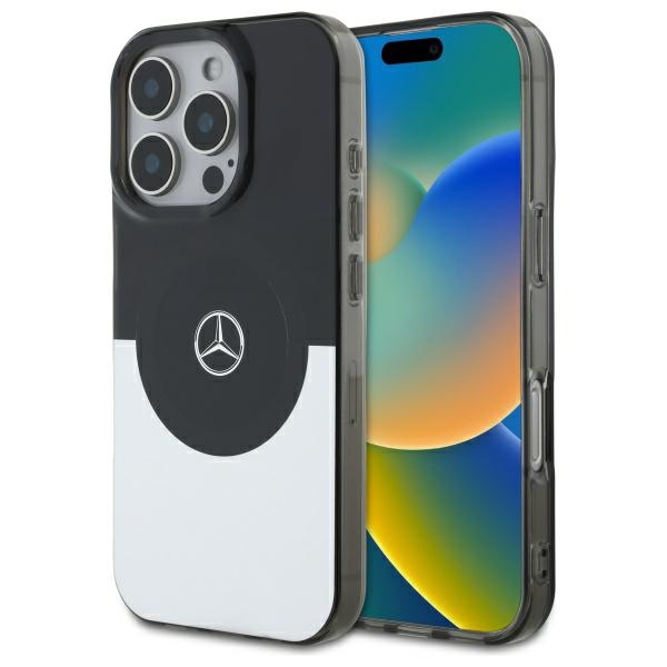 Mercedes dėklas iPhone 16 Pro Max Double Layer BiColor MagSafe, sidabrinis