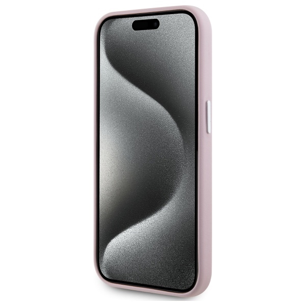 Karl Lagerfeld dėklas iPhone 15 Pro Max telefonui FW Metal Plate MagSafe, rožinis