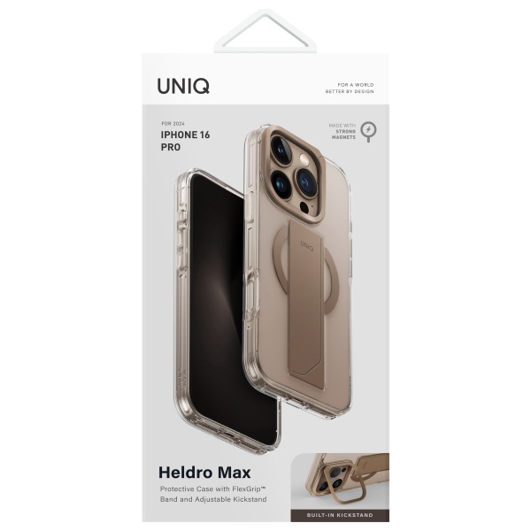 Uniq Heldro Max dėklas iPhone 16 Pro su MagClick įkrovimu, auksinis