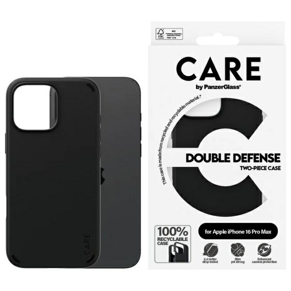 PanzerGlass iPhone 16 Pro Case CARE Feature Double Defense, Black