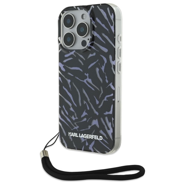 Karl Lagerfeld iPhone 16 Pro Case Zebra With Cord, Purple
