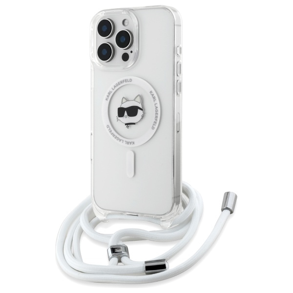Karl Lagerfeld iPhone 16 Pro Case IML Choupette Head & Cord MagSafe, Clear