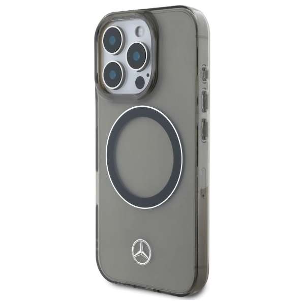 Mercedes dėklas iPhone 16 Pro Max telefonui Silver Ring MagSafe, juodas