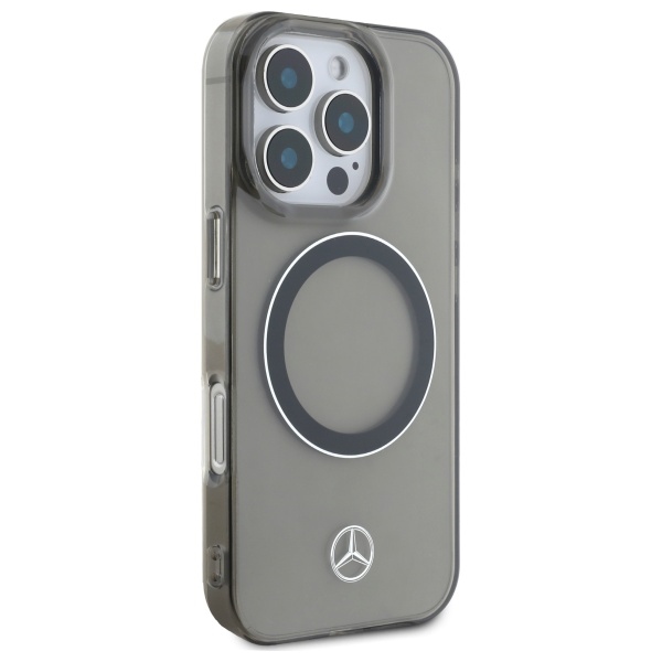 Mercedes dėklas iPhone 16 Pro Max telefonui Silver Ring MagSafe, juodas