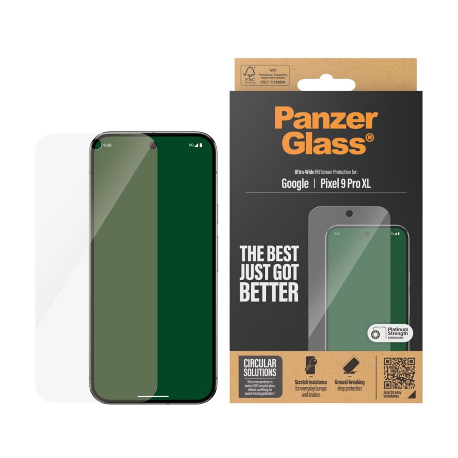 PanzerGlass Ultra-Wide Fit apsauginis stiklas Google Pixel 9 Pro XL, skaidrus