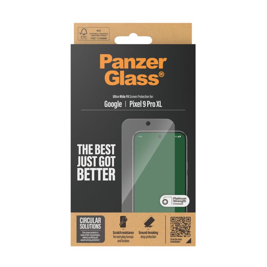 PanzerGlass Ultra-Wide Fit apsauginis stiklas Google Pixel 9 Pro XL, skaidrus