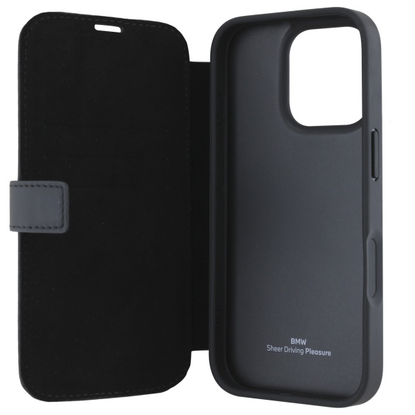 BMW BMBKP16L23RMRLK iPhone 16 Pro 6.3" black/black bookcase Signature Leather Wordmark