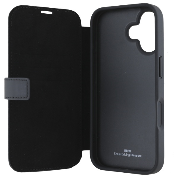 BMW BMBKP16S23RMRLK iPhone 16 6.1" black/black bookcase Signature Leather Wordmark