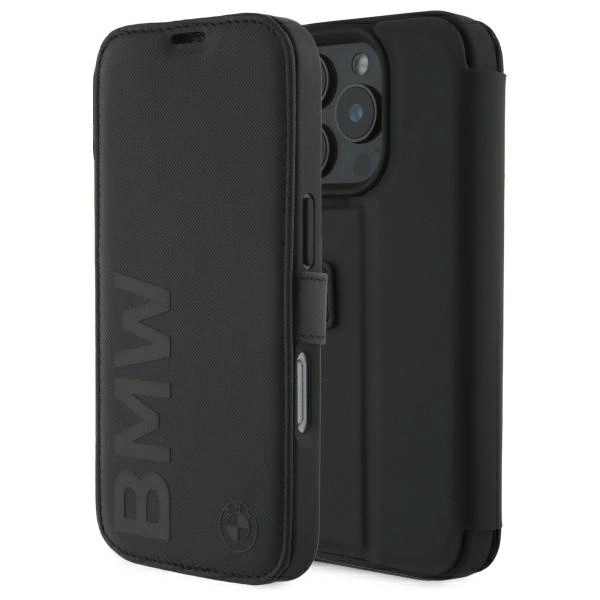 BMW BMBKP16X23RMRLK iPhone 16 Pro Max atverčiamasis dėklas, juodas