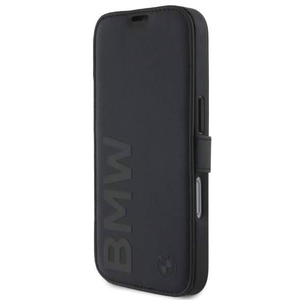 BMW BMBKP16X23RMRLK iPhone 16 Pro Max atverčiamasis dėklas, juodas