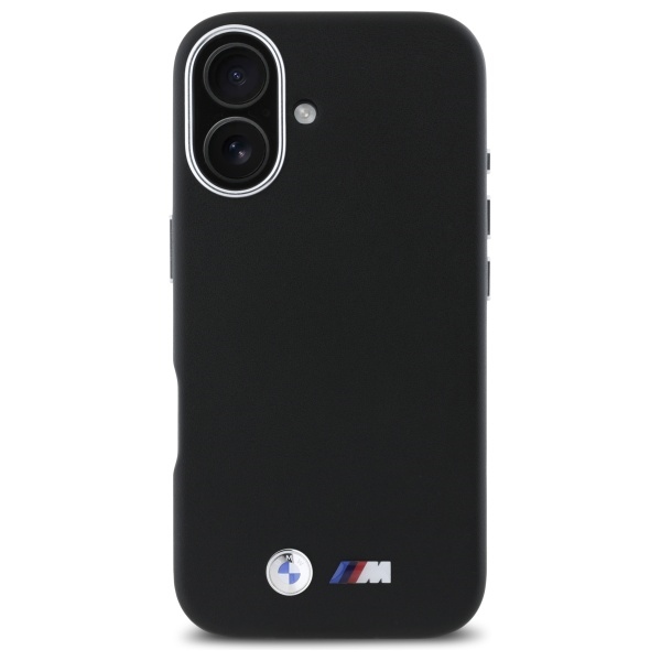 BMW dėklas iPhone 16 telefonui M Smooth Full Wrapped Metal MagSafe, juodas