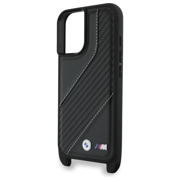 BMW iPhone 16 dėklas M Edition Carbon Stripe & Strap, juodas