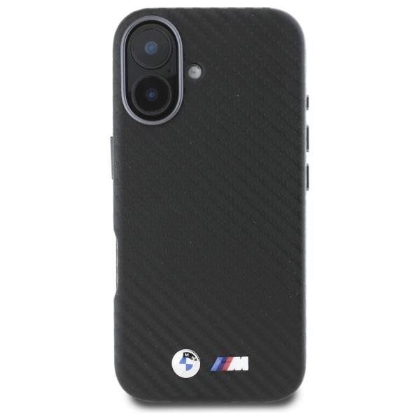 BMW Carbon Wrapped Metal dėklas, skirtas iPhone 16, juodas