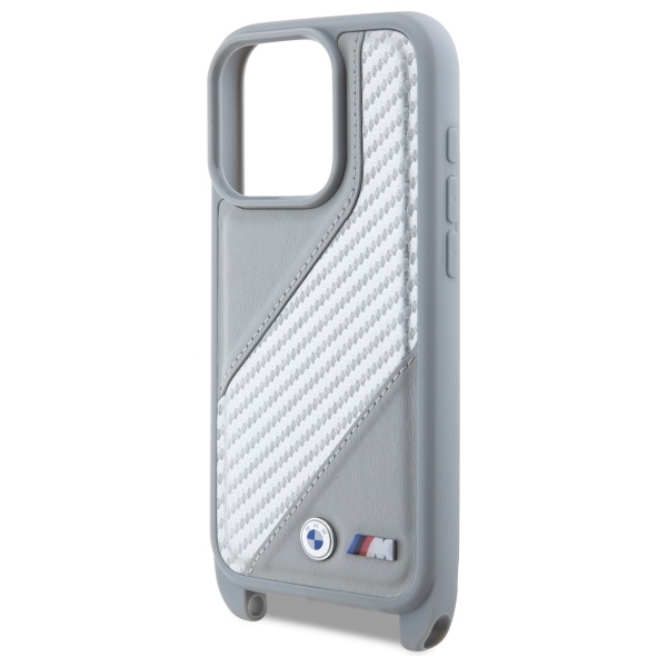 BMW iPhone 16 Pro Max Case M Edition Carbon Stripe & Strap, Gray