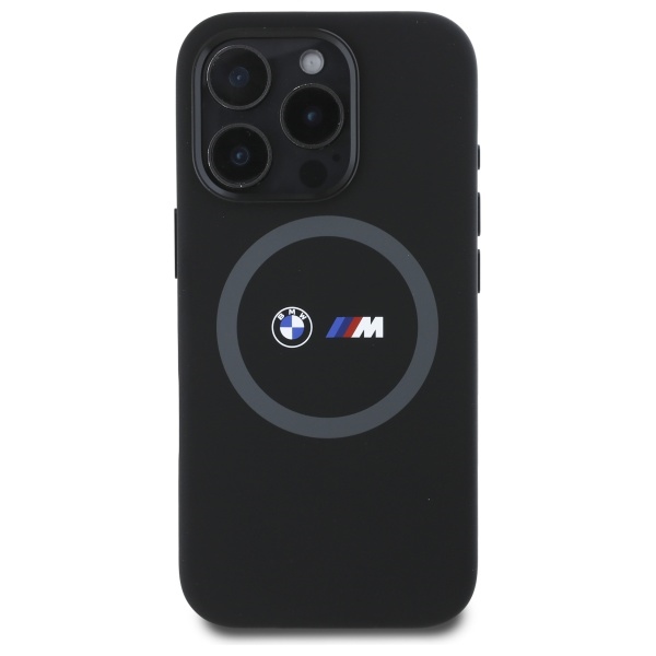 BMW M Silicone Printed Ring dėklas iPhone 16 Pro su MagSafe, juodas