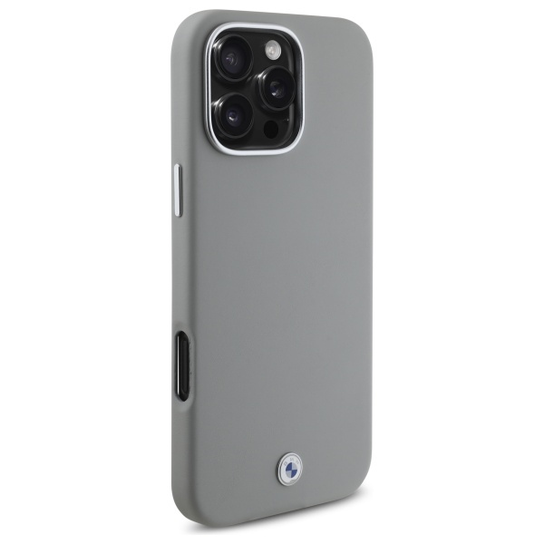BMW dėklas iPhone 16 Pro Max telefonui Sign Full Wrapped Metal MagSafe, pilkas