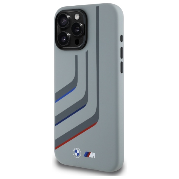 BMW dėklas iPhone 16 Pro Max telefonui Silicone Turning Lines MagSafe, pilkas