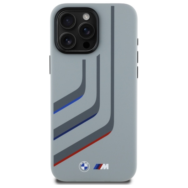 BMW dėklas iPhone 16 Pro Max telefonui Silicone Turning Lines MagSafe, pilkas