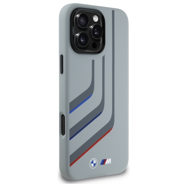 BMW dėklas iPhone 16 Pro Max telefonui Silicone Turning Lines MagSafe, pilkas
