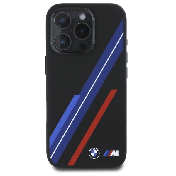 BMW Silicone Random Lines MagSafe dėklas iPhone 16 Pro Max telefonui, juodas