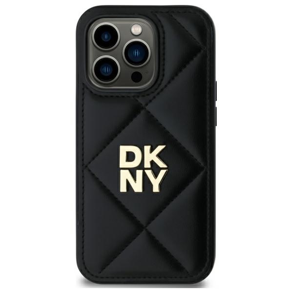 DKNY dėklas iPhone 14 Pro Max telefonui Quilted Stack Logo, juodas