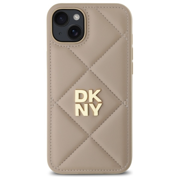 DKNY iPhone 15 Plus Case Quilted Stack Logo, Beige