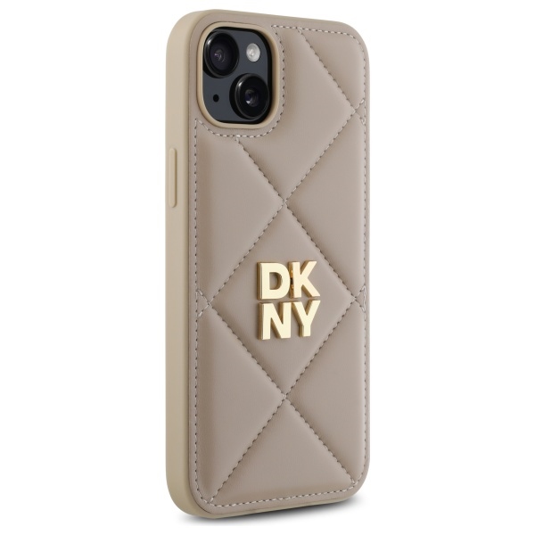 DKNY iPhone 15 Plus Case Quilted Stack Logo, Beige