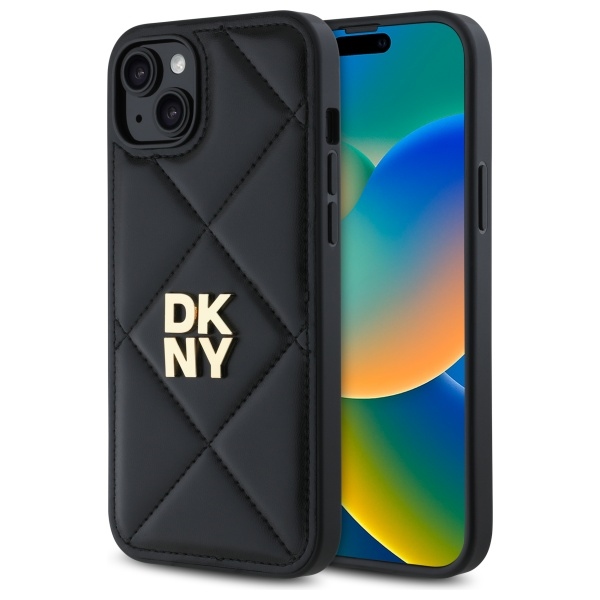 DKNY iPhone 15 Plus Case Quilted Stack Logo, Black