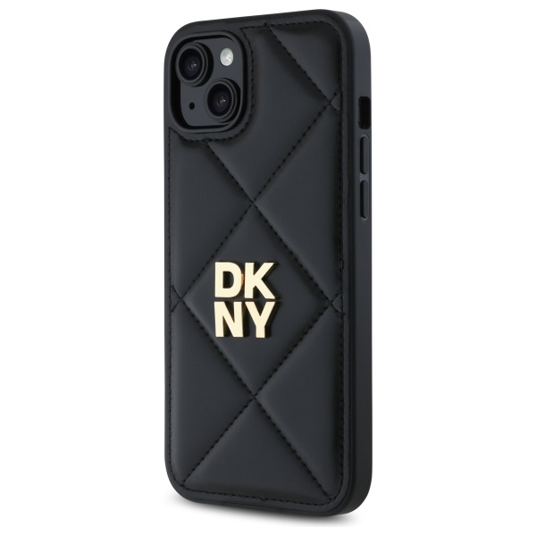 DKNY Quilted Stack Logo dėklas, skirtas iPhone 15 Plus, juodas