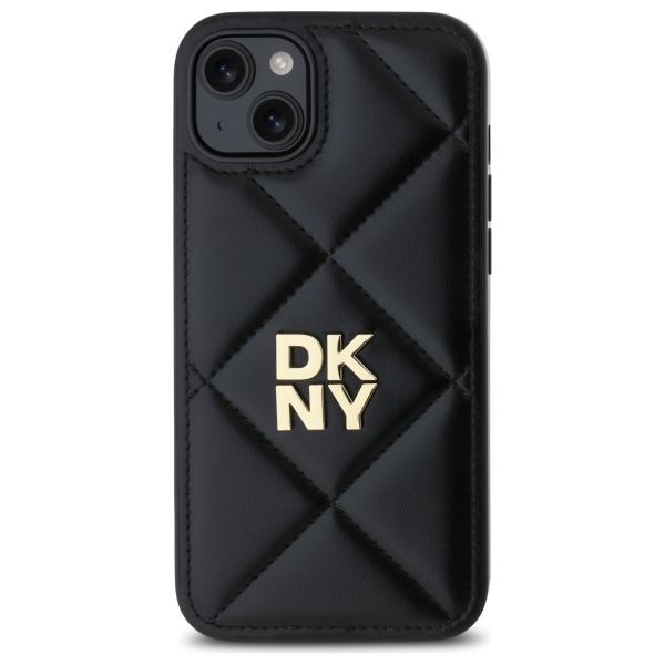 DKNY Quilted Stack Logo dėklas, skirtas iPhone 15 Plus, juodas