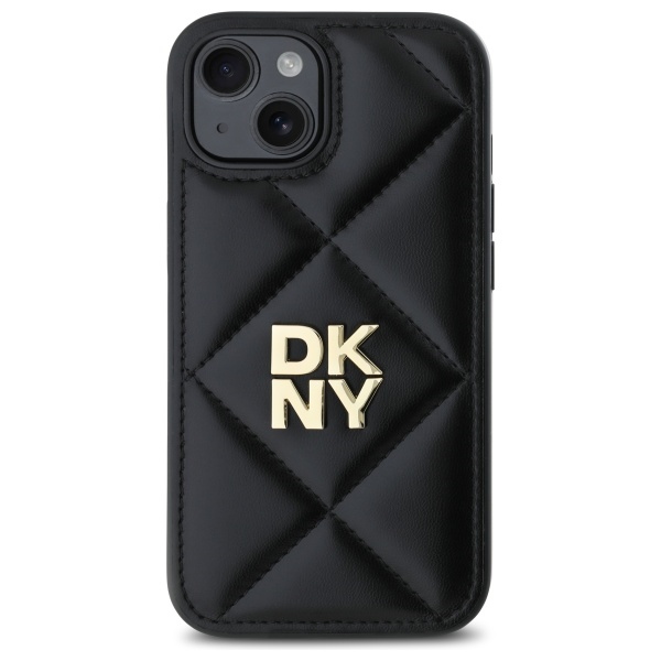 DKNY Quilted Stack Logo dėklas, skirtas iPhone 15, juodas