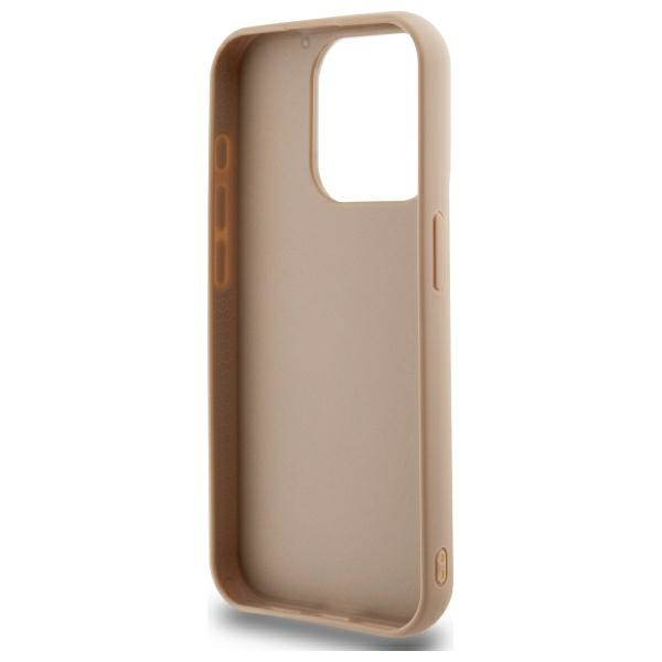 DKNY dėklas iPhone 15 Pro Max su Quilted Stack logotipu, smėlio spalvos