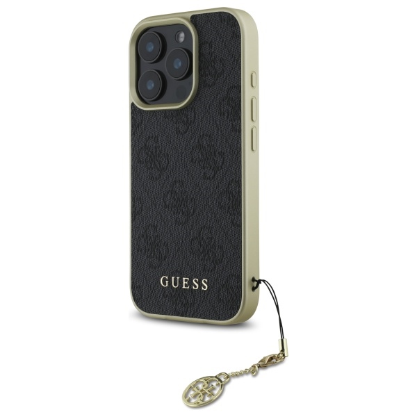 Guess iPhone 16 Pro dėklas 4G Charms Collection, juodas