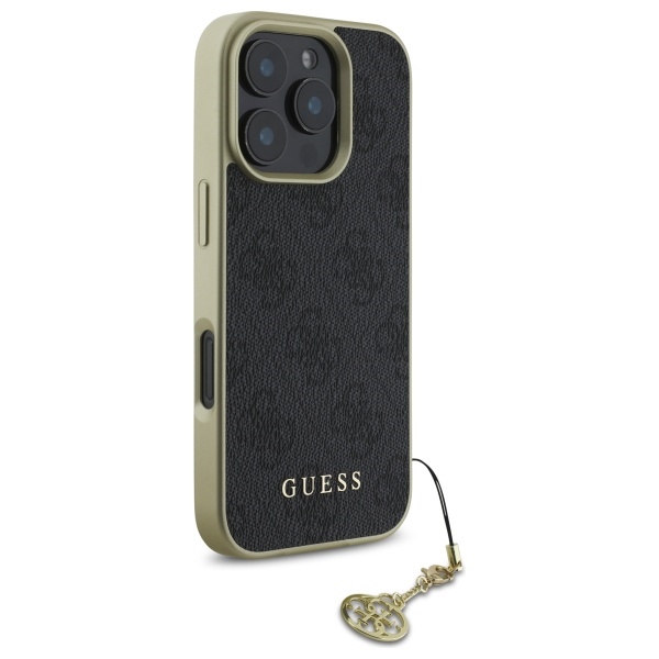 Guess iPhone 16 Pro dėklas 4G Charms Collection, juodas