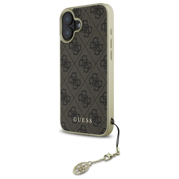 Guess iPhone 16 Plus dėklas 4G Charms Collection, rudas