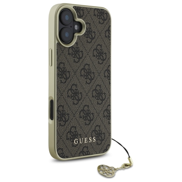 Guess iPhone 16 Plus dėklas 4G Charms Collection, rudas