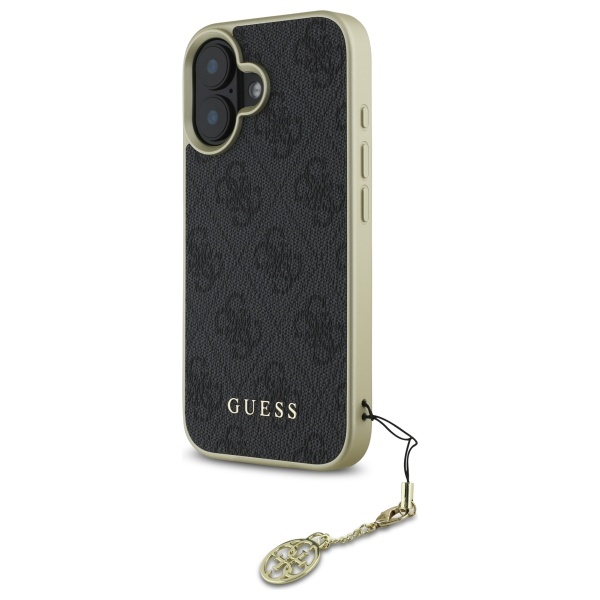 Guess dėklas iPhone 16 Plus telefonui 4G Charms Collection, juodas
