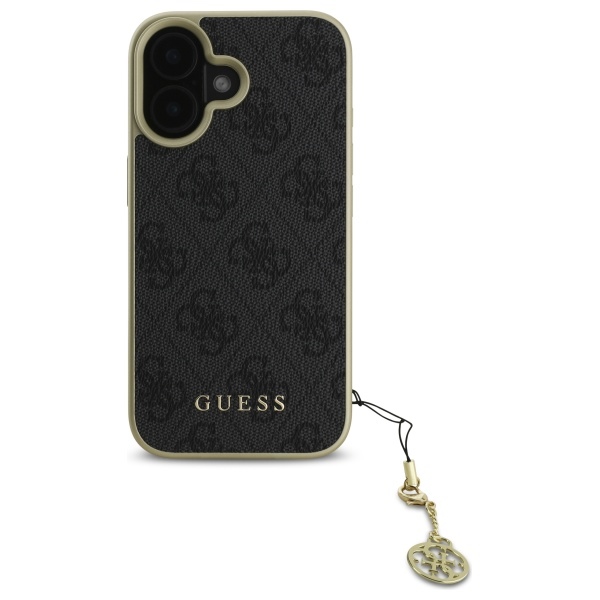 Guess dėklas iPhone 16 Plus telefonui 4G Charms Collection, juodas